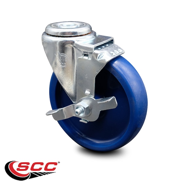 Service Caster 5 Inch Solid Polyurethane Wheel Swivel Bolt Hole Caster with Brake SCC SCC-BH20S514-SPUS-TLB - main